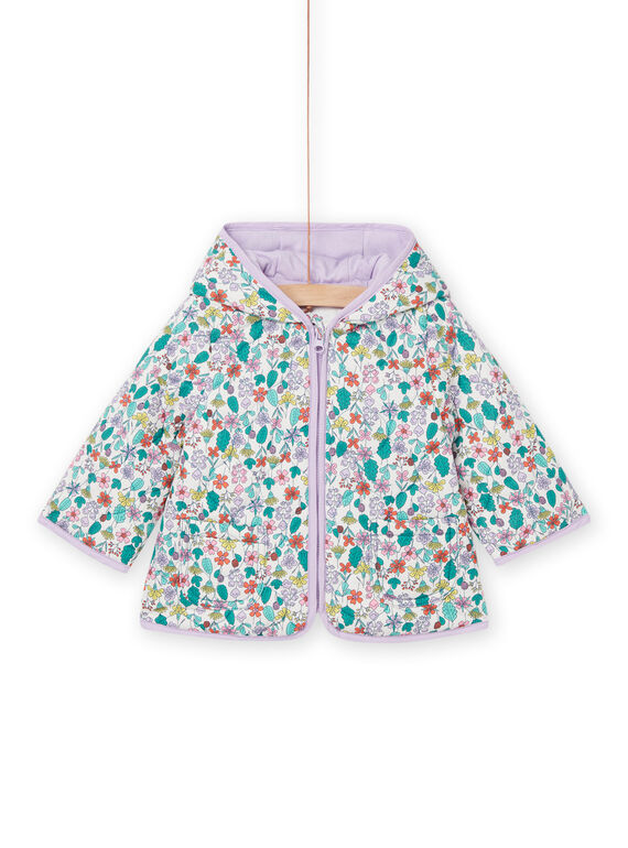 Piumino con cappuccio e stampa a fiori RISUNDOU / 23SG09J7D3ED329
