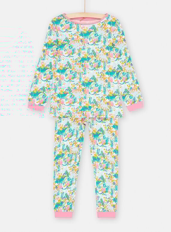 Pigiama ecrù con stampa tropicale bambina SEFAPYJDIN / 23WH1142PYJ001