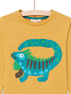 T-shirt a maniche lunghe gialla con motivo iguana bambino MOTUTEE2 / 21W902K3TMLB101