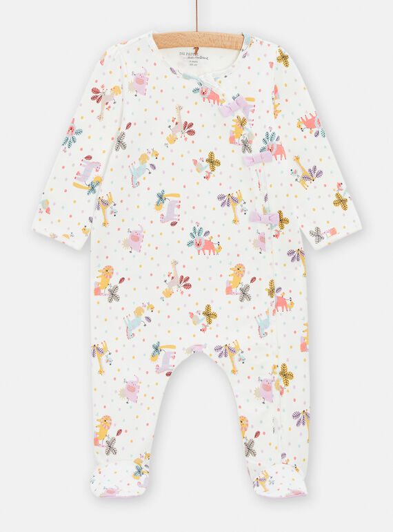 Tutina ecrù con stampa animali neonata TEFIGRESAV / 24SH1341GRE001