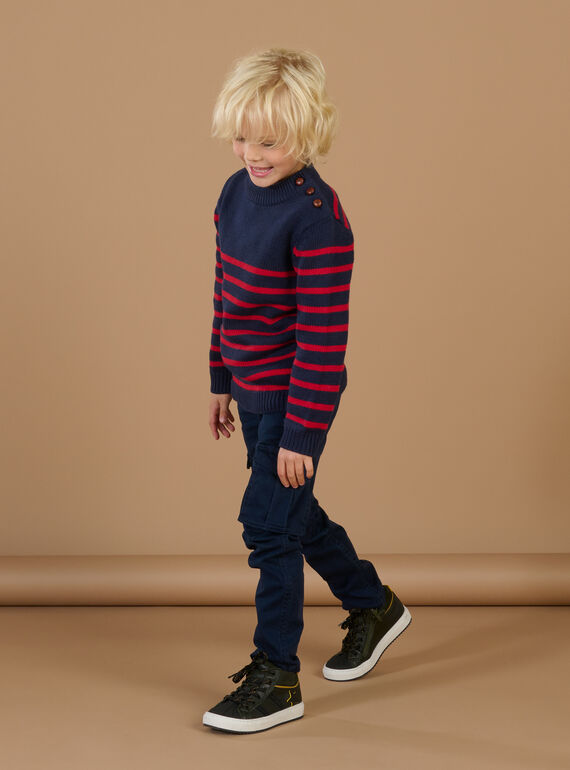 Maglia blu notte a righe rosse. POJOPUL3 / 22W902D3PUL705