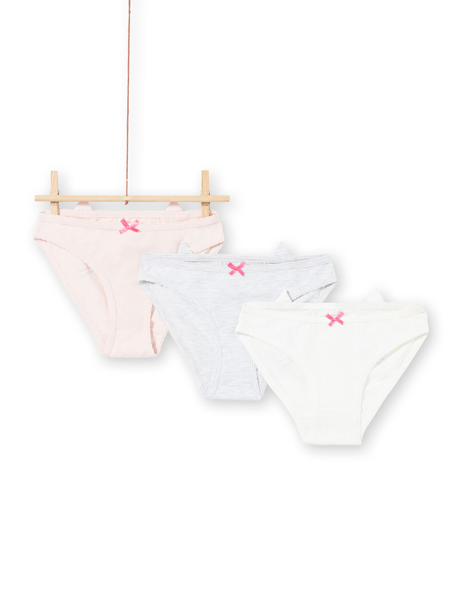 Set 3 slip abbinati con motivo testa di gatto bambina acquisto online Intimo DPAM