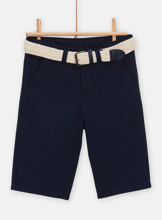 Bermuda blu notte con cintura intrecciata bambino TOPOBER2 / 24S902M1BER705