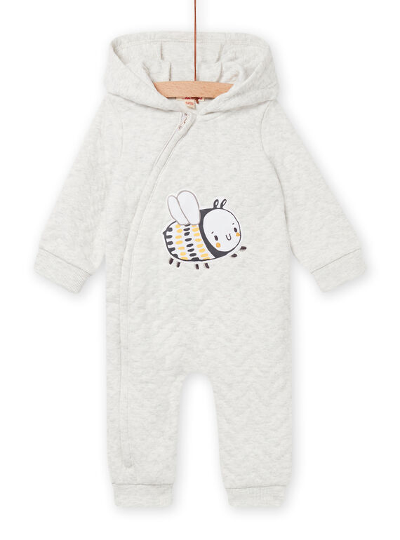 Tuta grigia melange con motivo cappuccio nascita unisex NOU1COM / 22SF0541CBLJ920