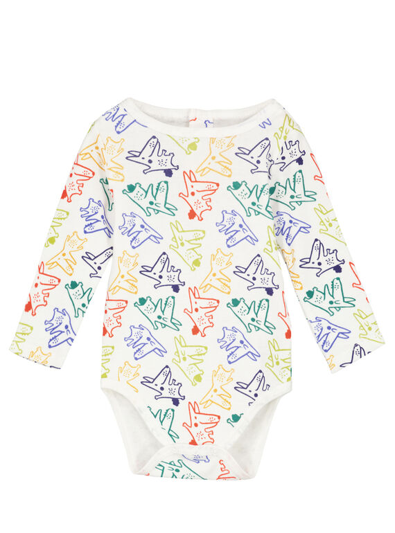 Body maniche lunghe a righe ecrù e blu pastello in tessuto a costine neonato GEGABODAOP / 19WH14N1BDL001