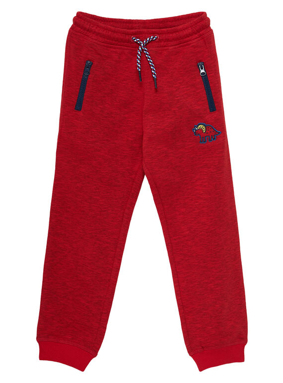 Tuta felpata bambino rossa, tasche con cerniera JOGRAPAN1 / 20S902E2PANF520