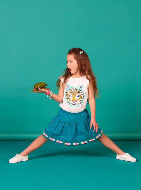 T-shirt a maniche corte con motivo testa di tigre bambina LAVERTI4 / 21S901Q4TMC001