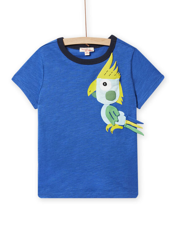 T-shirt blu inglese con motivo pappagallo bambino NOGATI3 / 22S902O1TMC702