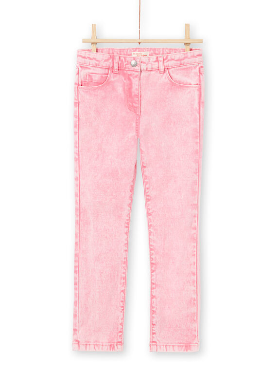 Jeans rosa effetto acide wash bambina MAKAJEAN / 21W901I1JEAD305