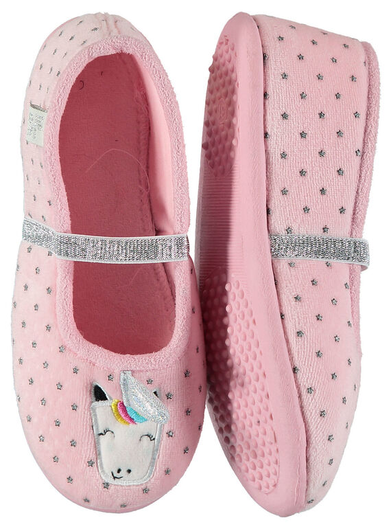 Babbucce unicorno velluto rosa glitter bambina GFBALLIC / 19WK35Z5D07321
