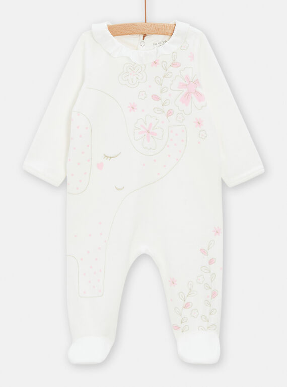 Tutina ecrù con stampa velluto neonata TEFIGREPHAN / 24SH1345GRE001