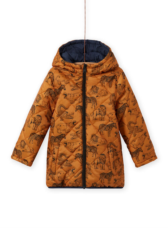 Piumino double face con cappuccio in cambri bambino MOGROBLOU2 / 21W90253BLOP267