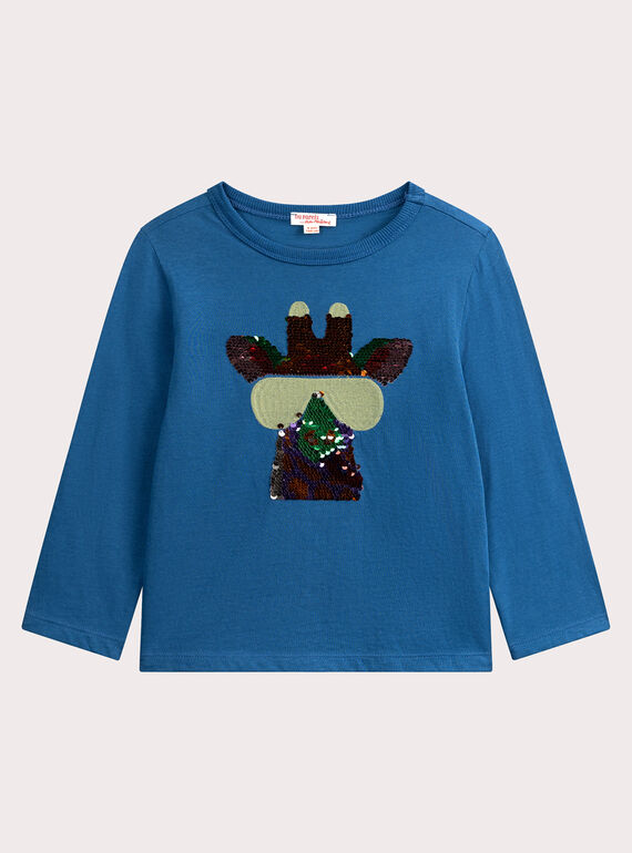 Maglietta con animazione giraffa e paillettes magiche per ragazzi VODATEE1 / 24W90223TMLC210