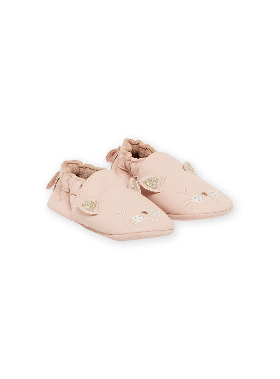 Babbucce pelle morbida rosa motivo gatto neonata MICHOCHAT / 21XK3721D3S030