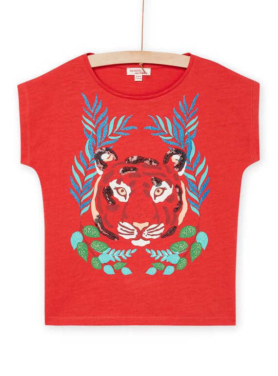 T-shirt rossa con stampa tigre RABALTI3 / 23S901W4TMCF503