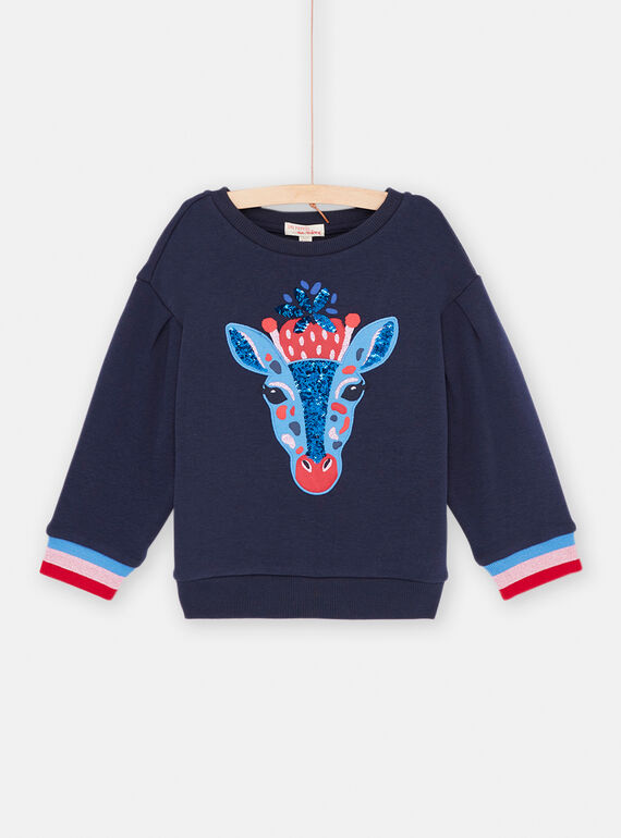 Felpa blu notte con motivo giraffa bambina SAFORSWEA / 23W901K1SWEC205