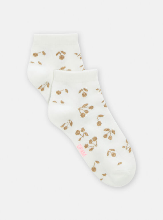 Calze ecrù con stampa ciliegie bambina TYARYCHO / 24SI01C5SOQ001