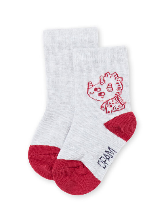Calze grigie e rosse con motivi dinosauri neonato MYUJOCHOU1 / 21WI101ASOQ943