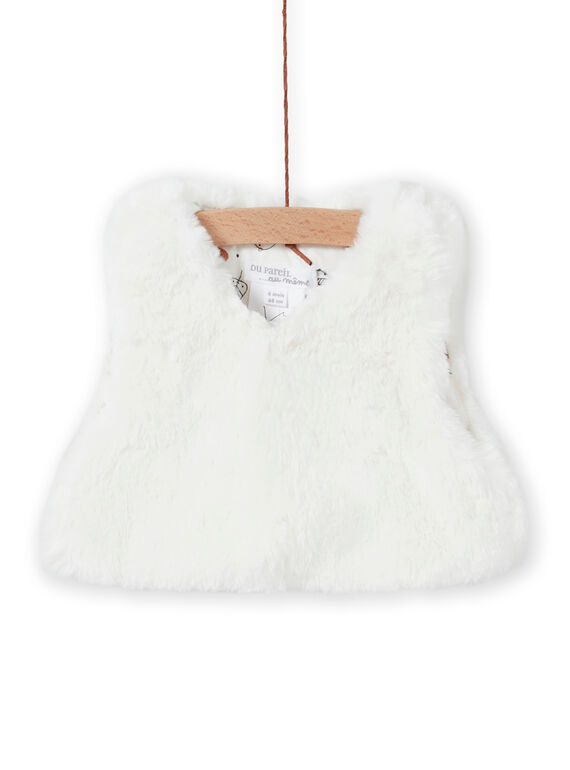 Gilet ecrù in finta pelliccia nascita bambina MOU1GIL3 / 21WF0341GIL001