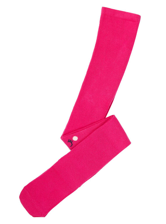 Collant in cotone bambina rosa con motivo alle ginocchia JYAVICOL2 / 20SI01D2COLF507