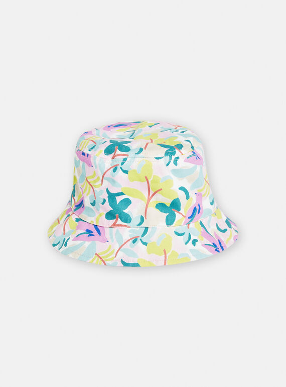 Cappello da pescatore double face ecrù e blu bambina TYAJOBOB1 / 24SI01E1CHA001