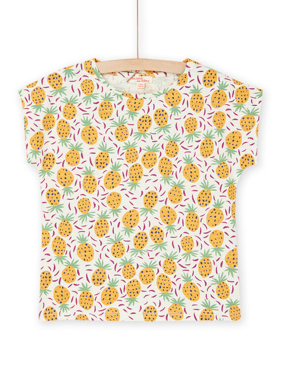 T-shirt ecrù e gialla con stampa ananas RAJOTI8 / 23S901Z3TEE001
