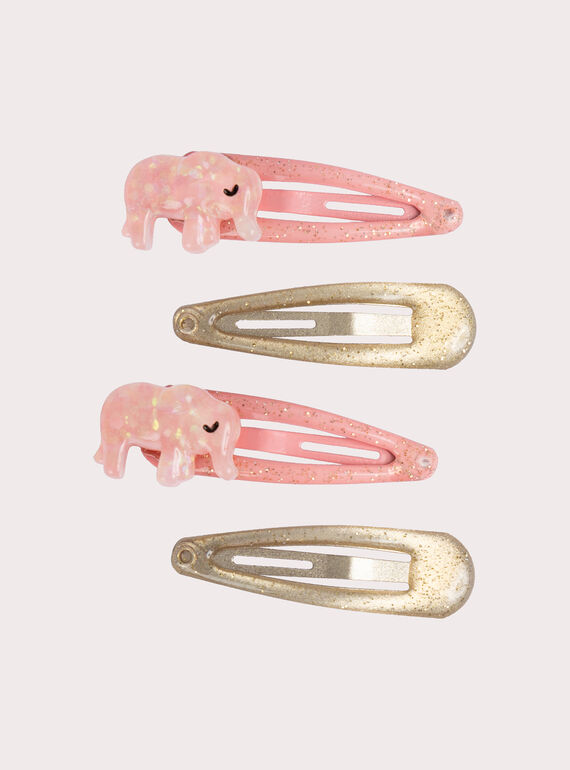 Lotto di 4 barrette piccoli elefanti per ragazza  VYAJOCLIP1 / 24WI01L3BRT099