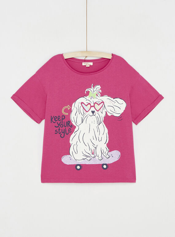 T-shirt fucsia con motivo cane SALINTI1 / 23W901H2TEE304