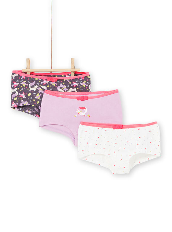 Set 3 culotte rosa, viola e bianche bambina LEFAHOT6 / 21SH1126SHYJ916