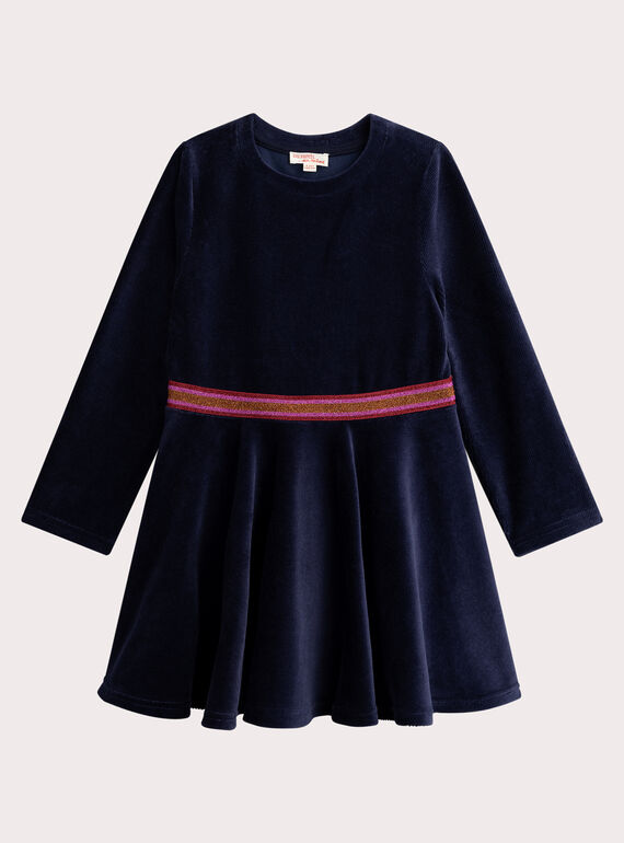 Abito marino in velluto a coste e lurex per bambina VAROROB3 / 24W901P1ROB070