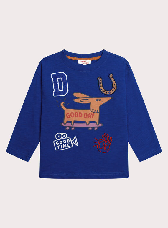 T-shirt blu scuro motivo cane per bambino XOBLUTEE3 / 25W902N2TMLC231