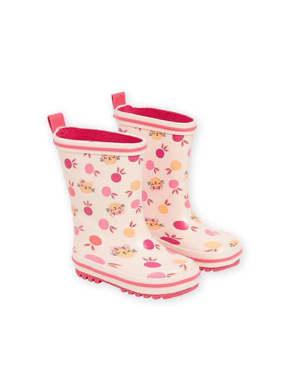 Stivali da pioggia rosa con stampa gatti e frutta RIPLUICERI / 23KK3711D0C030