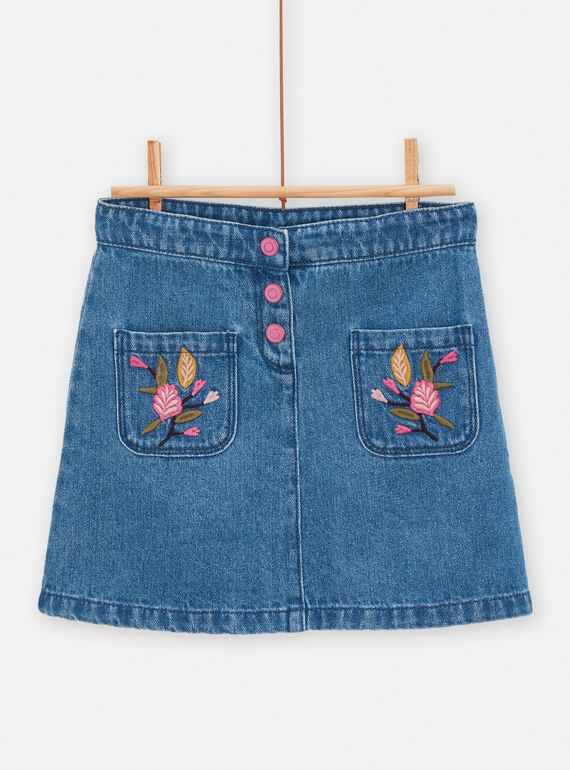 Gonna in jeans blu con ricami a fiori bambina TACRIJUP1 / 24S901L2JUPP274
