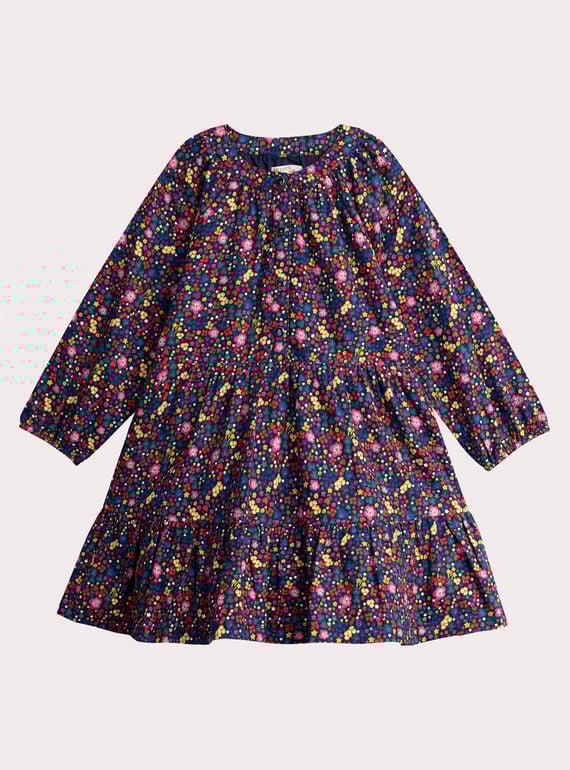Abito marino stampato floreale colorato per ragazza  VAROROB2 / 24W901P3ROB070