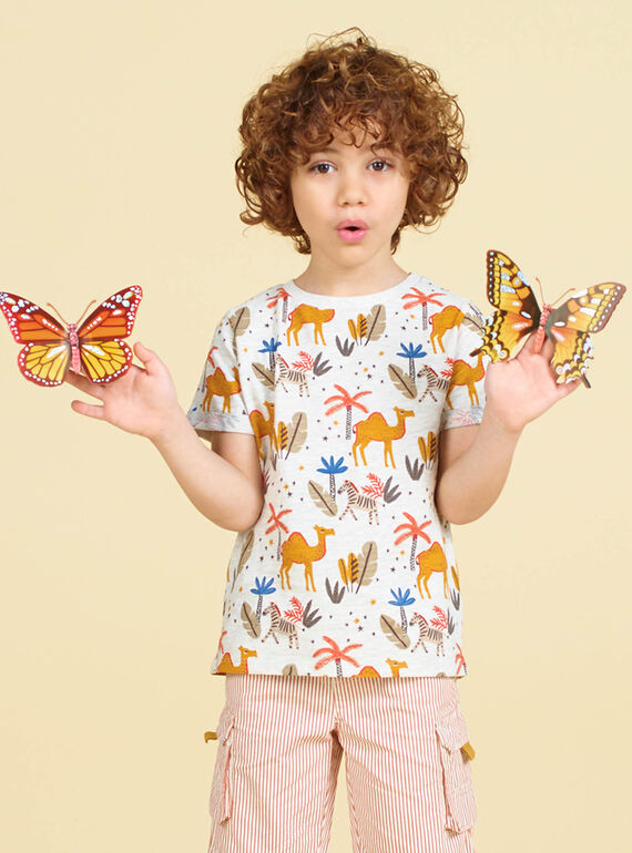 T-shirt ecrù con stampa dromedario e palma bambino LOTERTI1 / 21S902V4TMC006
