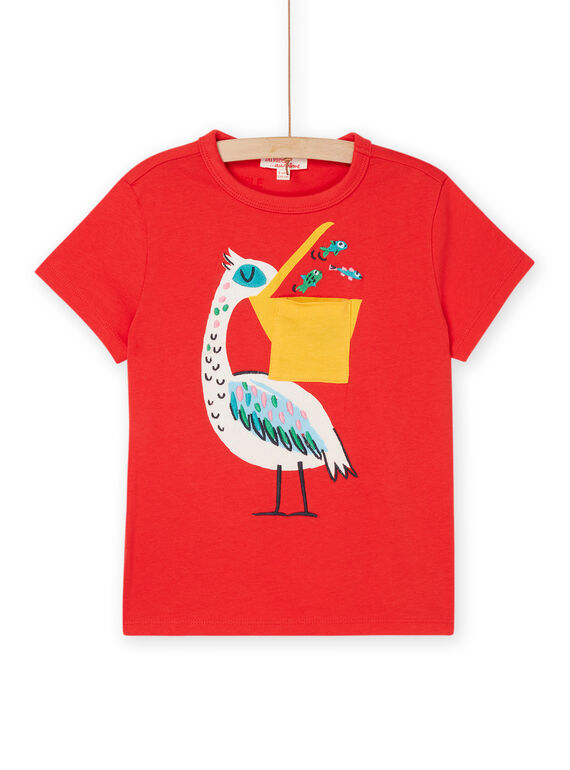 T-shirt rossa con stampa pellicano ROPOPTI5 / 23S902X3TMC502