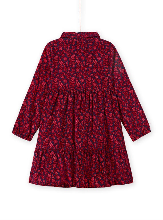 Abito blu collo stile camicia con stampa a fiori bambina MAFUNROB3 / 21W901M2ROBH703