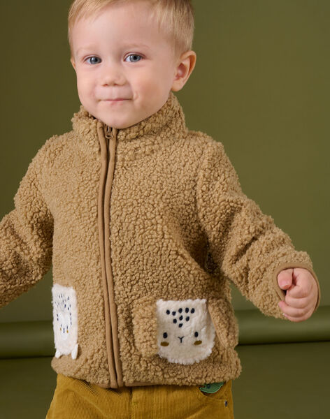 Cardigan bicolore con cerniera in sherpa PURHUGIL / 22WG10Q1GIL821