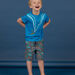 T-shirt a maniche corte blu con motivo surfista bambino