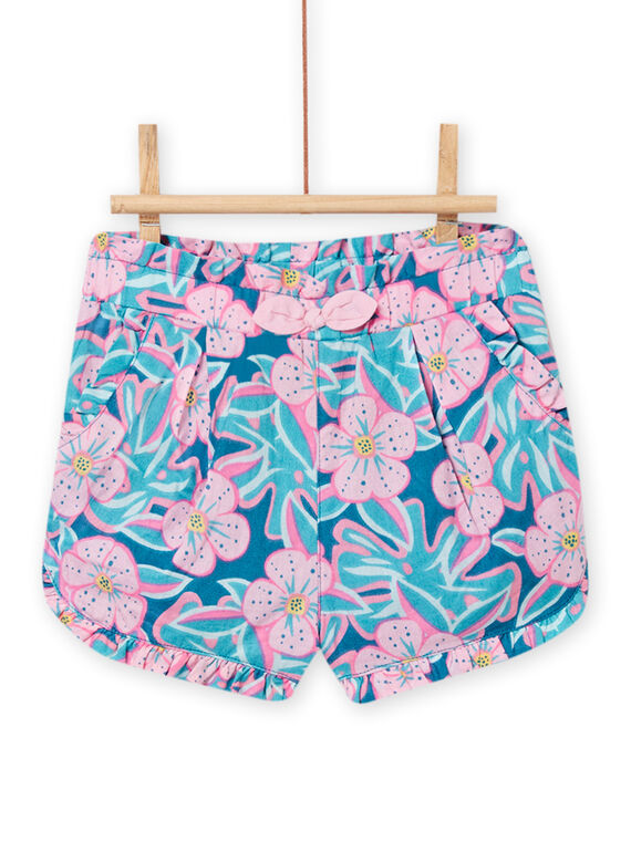 Shorts petrolio con stampa a fiori neonata NIFICSHO1 / 22SG09U2SHO215