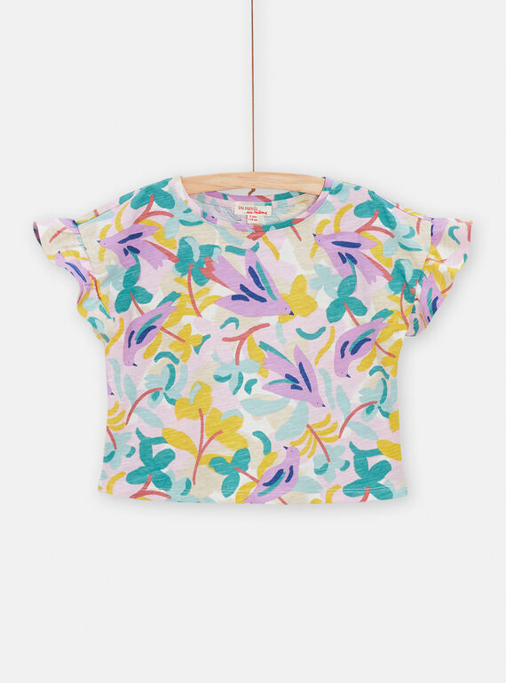 T-shirt ecrù con stampa uccelli bambina TAPOTI3 / 24S901M1TMC001