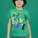T-shirt verde kiwi motivo bicicletta con paillettes double face bambino