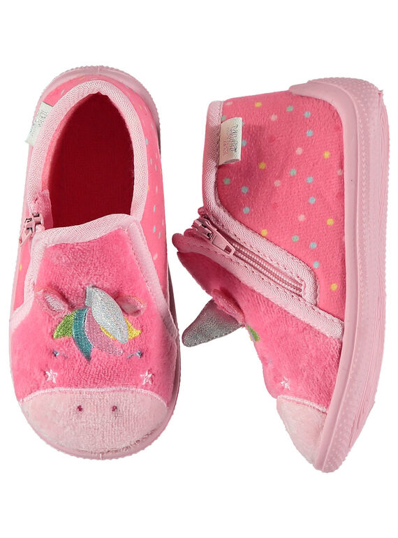 Babbucce unicorno velluto rosa neonata GBFBOTLIC / 19WK37Z1D0A321