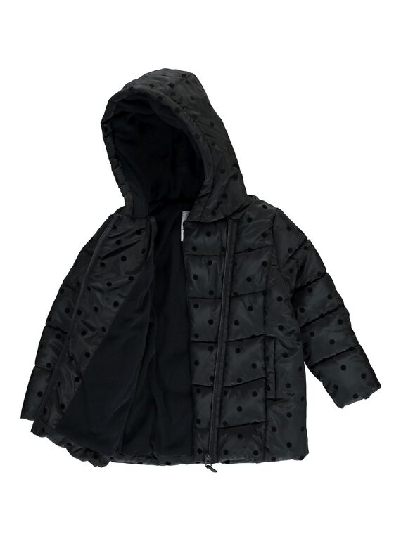 Girls' black hooded padded jacket DALONDOU2 / 18W901E2D3E090