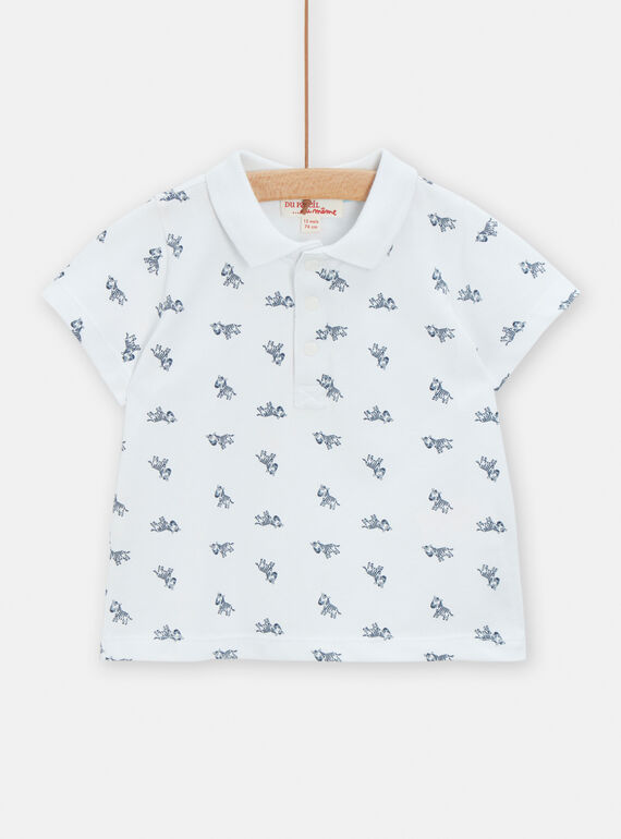 Polo bianca con stampa zebra neonato TUPOPOL / 24SG10M1POL000