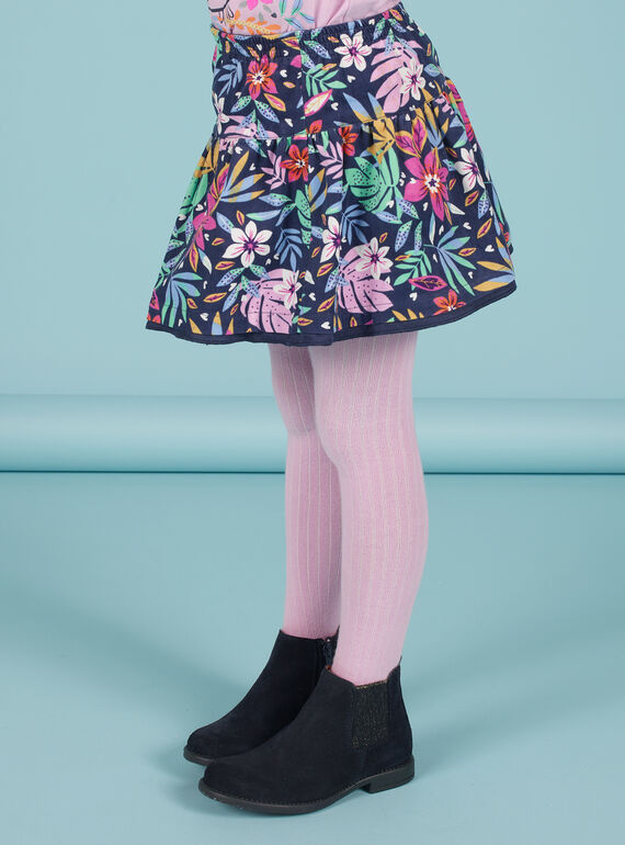 Gonna double face blu notte con stampa a fiori bambina MAPLAJUP1 / 21W901O1JUPC202