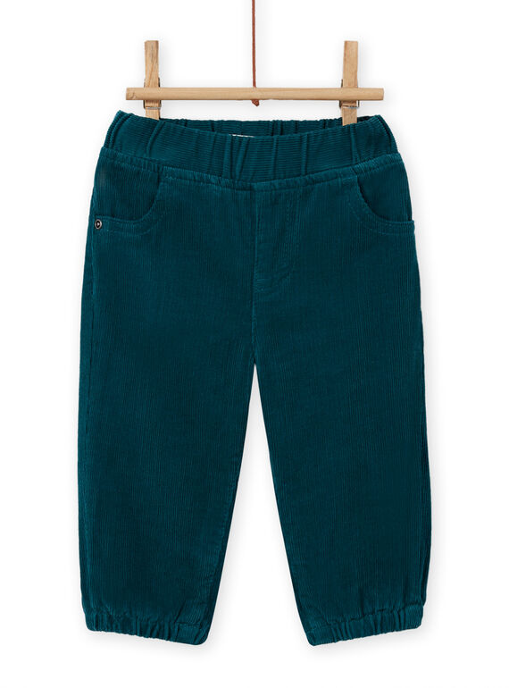 Pantaloni petrolio in velluto a costine neonato MUJOPAN1 / 21WG1011PAN714