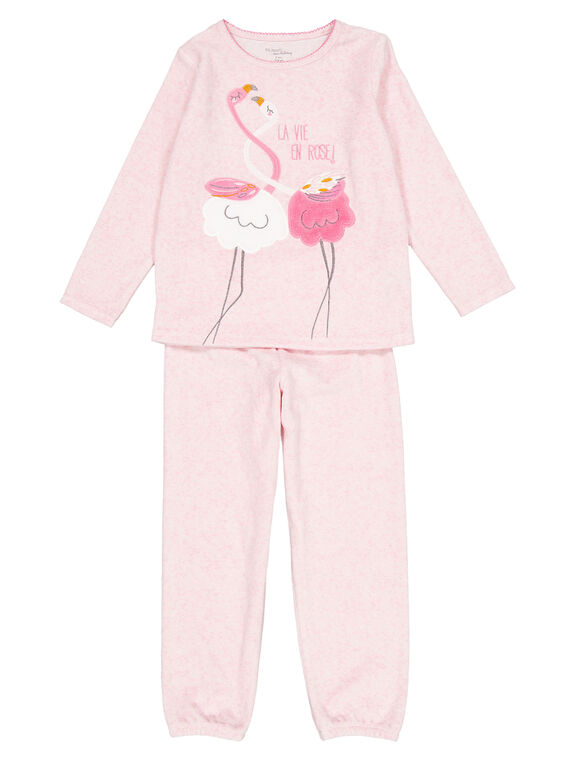 Pigiama rosa melange in velluto bambina GEFAPYJFLA / 19WH11N7PYJD314