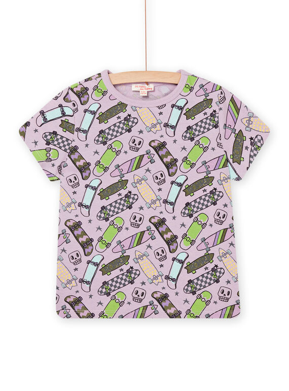 T-shirt maniche corte con stampa skate rosa POKATI / 22W902L1TMCH706
