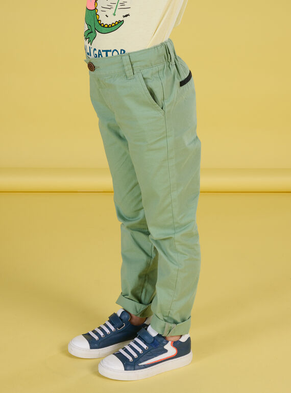 Pantaloni verdi oliva con rifinitura effetto velluto ROEXOPAN / 23S902V1PAN633